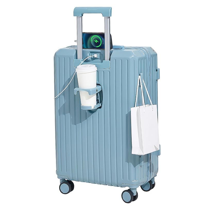 Leafdeer スーツケース キャリーケース キャリーバッグ 機内持込 超軽量 カップホルダー usbポート付き 充電 ファスナー式 静音ダブルキャスター 360度回転 ダイヤル式ロック搭載 旅行 出張 ビジネス 耐衝撃 耐摩耗 耐圧 0