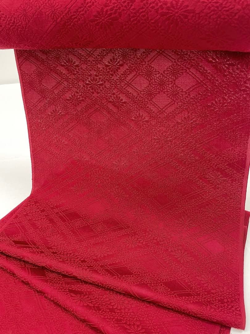 コート地 ふくれ織 紋意匠 無地 朱・緋色 正絹 反物 - メルカリ