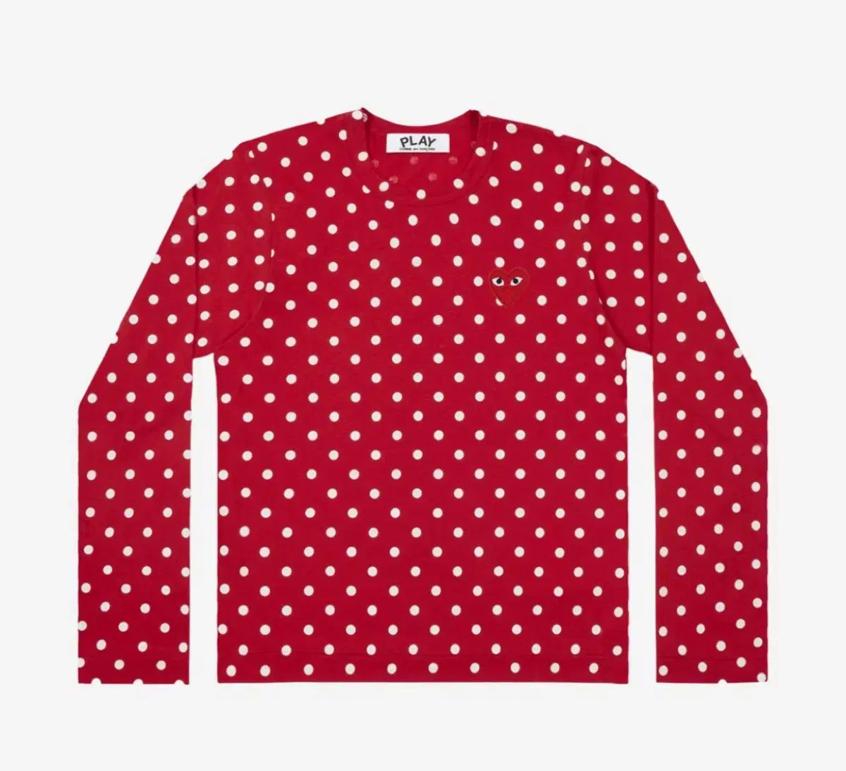 遊びます COMME des GARCONS コム デ ギャルソン 赤 ハート ドット 長袖 白