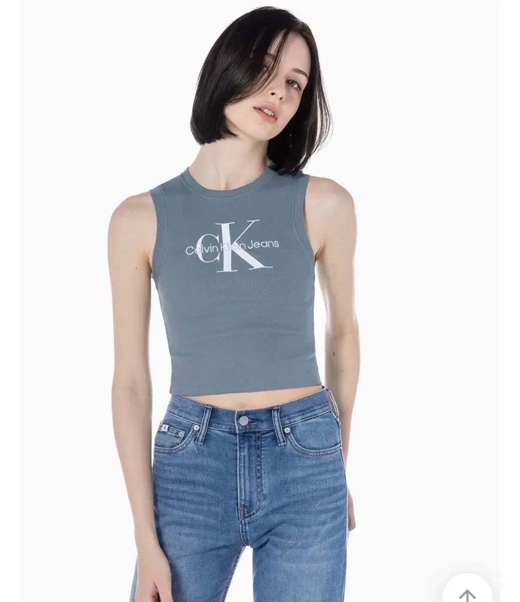 Calvin Klein カルバ ンクライン CK レディース ブルーグレー アーカイブ モノラル ロゴリップ タンクトップ J221521