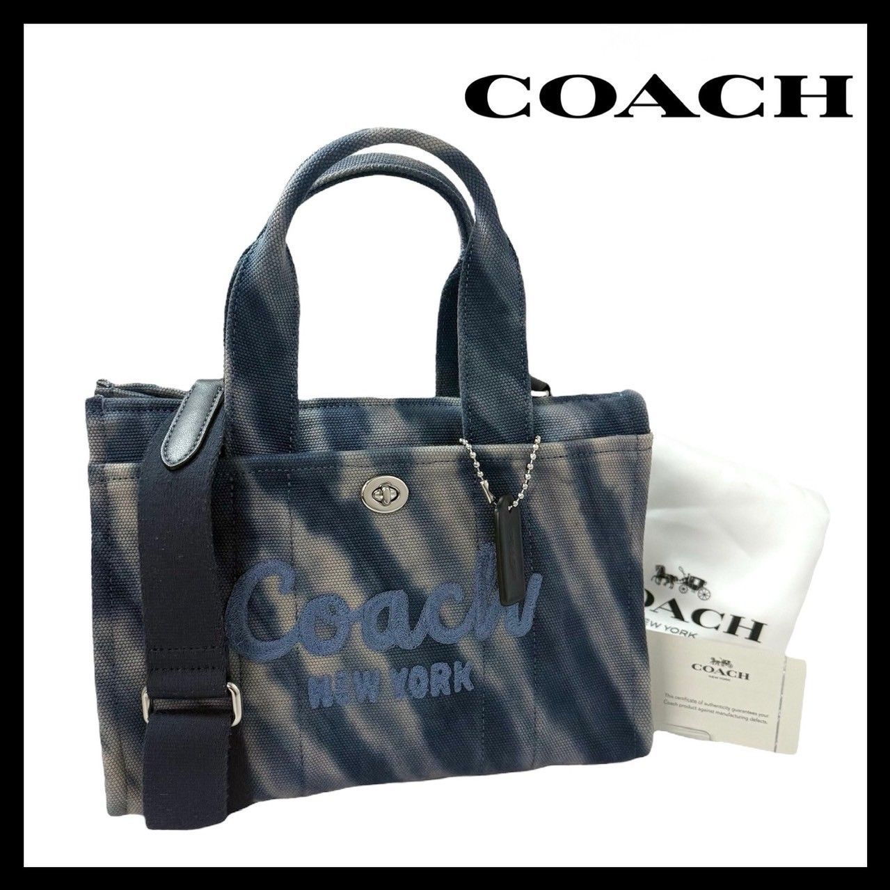 COACH】カーゴ トート バッグ 26 タイ ダイ ブルー/青 キャンバス 