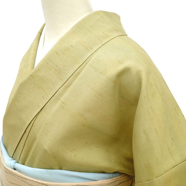 中古】 本場牛首紬 訪問着 袷 着物 白山工房 正絹 手織り 手染め