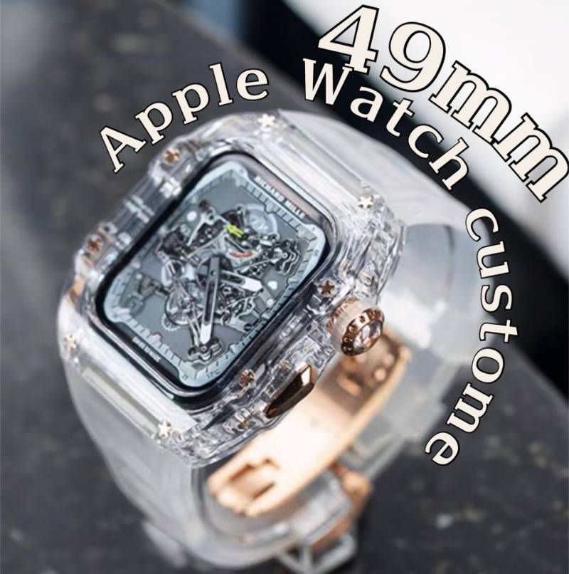 クリアローズ AppleWatchカバーケース 脱着 簡単 保護 カスタム ベルト ラバー バンド 49ｍｍ Ultra ウルトラ アップルウォッチ対応