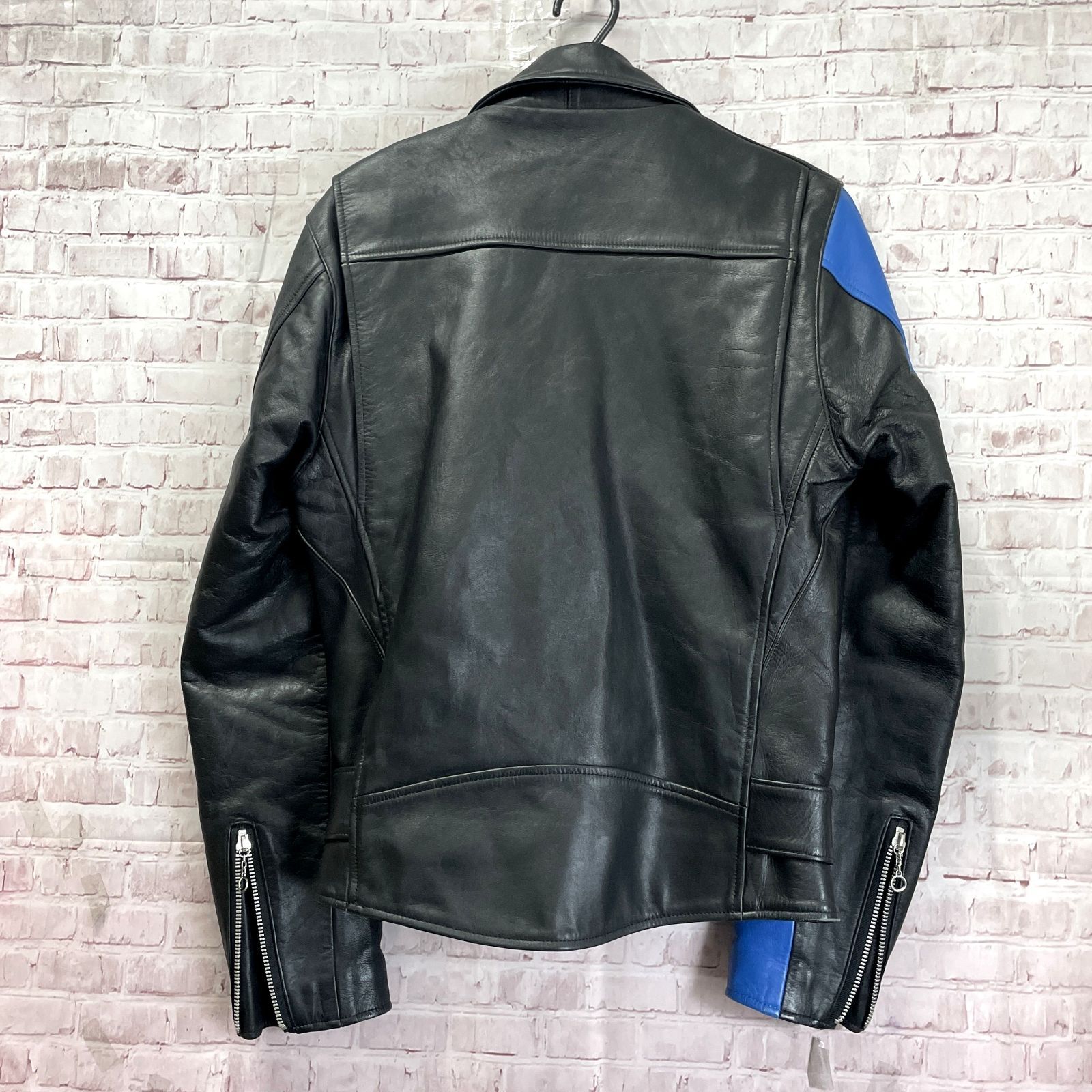 良品】アンチクラス ダブルライダースジャケット 青黒 - メルカリ