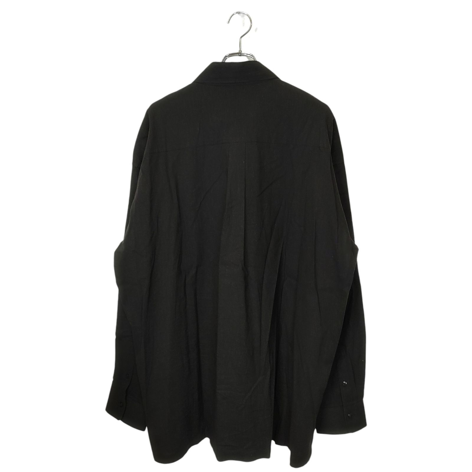 1PIU1UGUALE3 ウノピゥウノウグァーレトレ L S POLO SHIRTS コットン リネン プルオーバー 長袖 シャツ MRS180 LIU007 8 XXXL ブラック メンズ