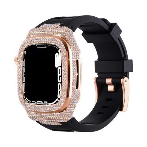 アップルウォッチバンド Apple Watchバンド ラグジュアリーメタルバンド ローズゴールド×ブラックベルト 44mm|45mm対応 BELTIES