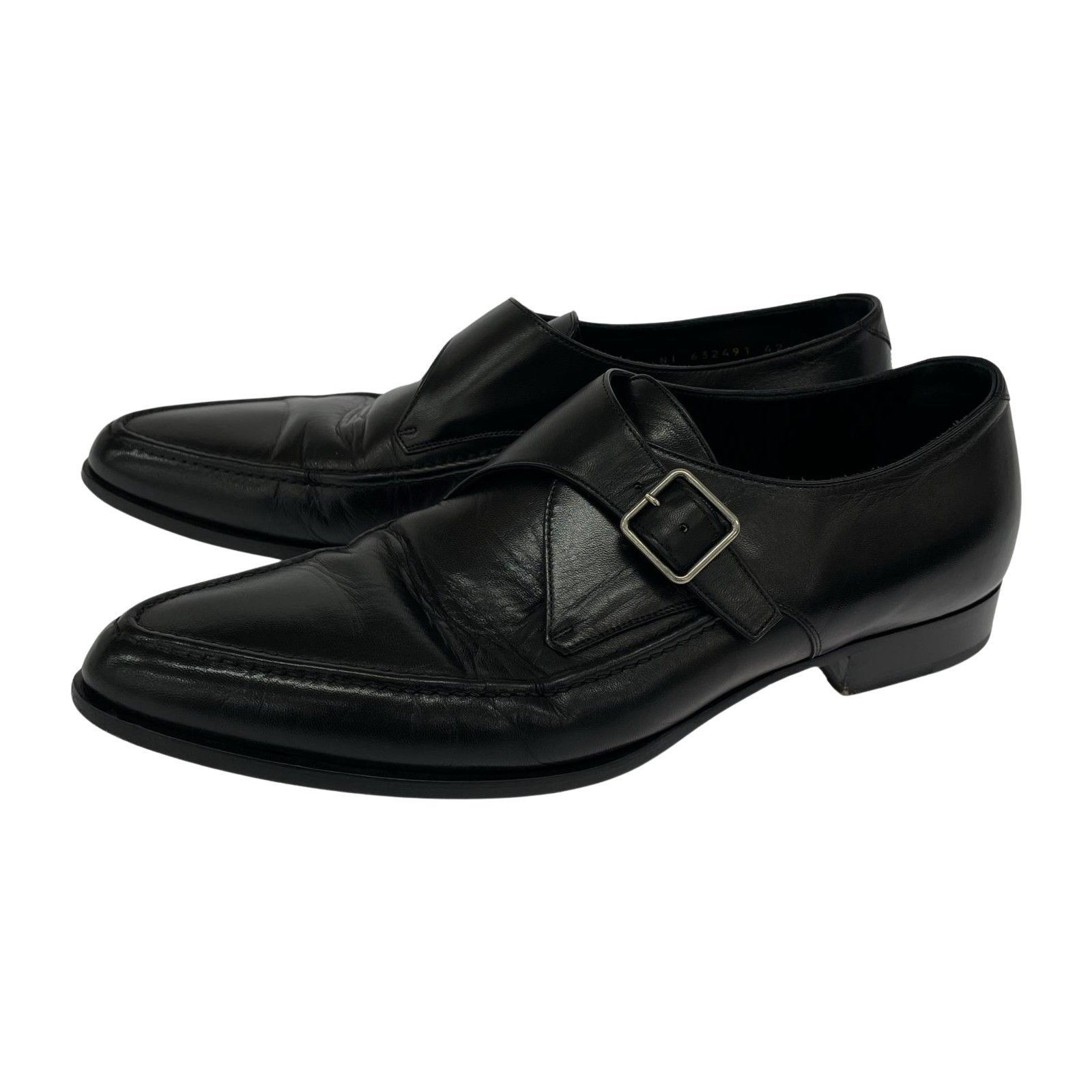 SAINT LAURENT PARIS モンクストラップレザーシューズ 42 ブラック 