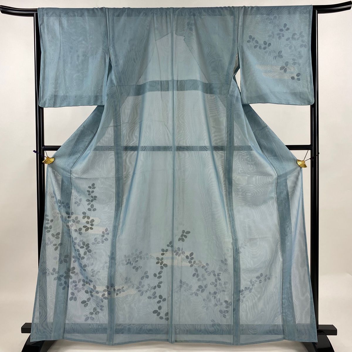 訪問着 身丈165cm 裄丈65.5cm M 紗袷 萩 霞 金彩 水色 正絹 名品