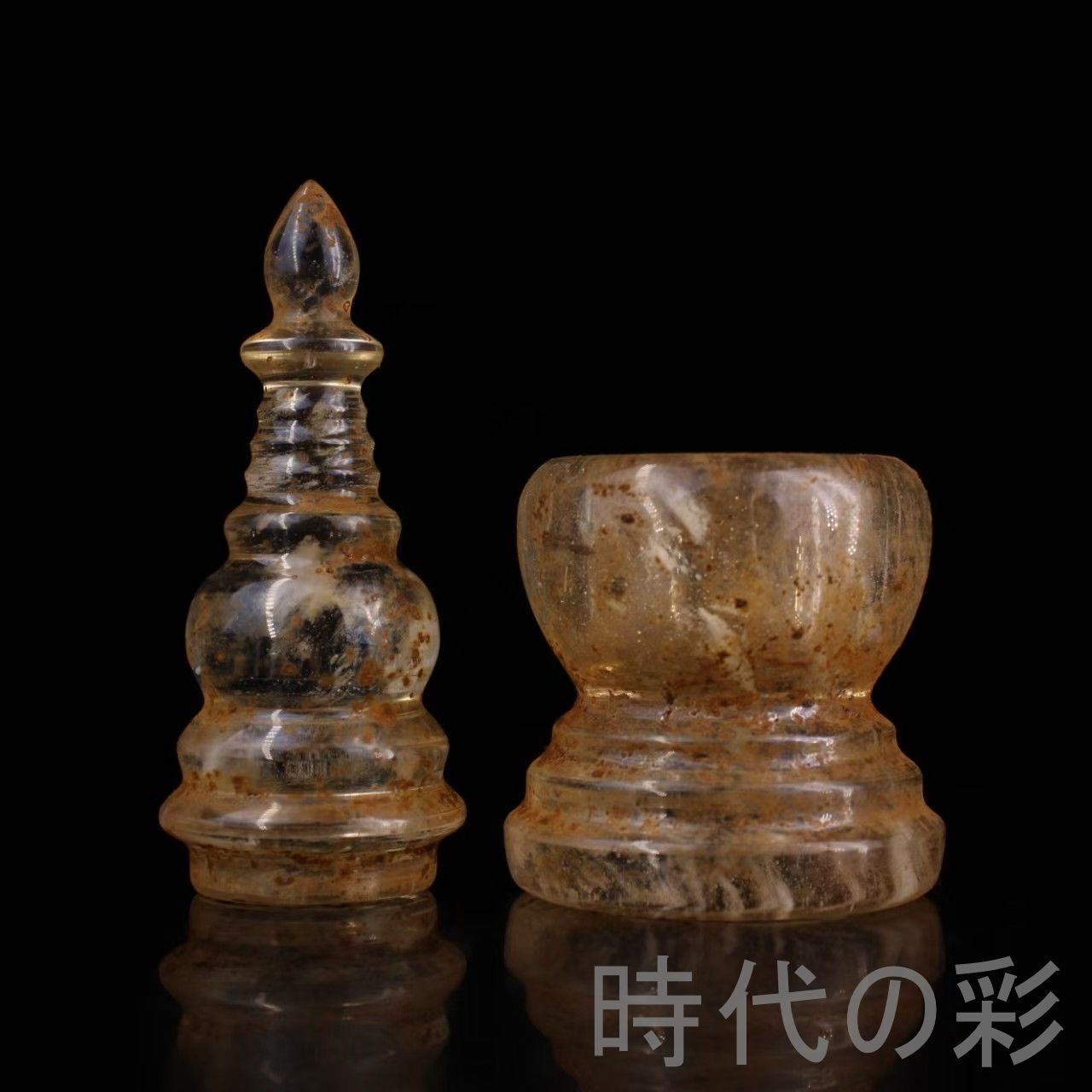 中国古美術 清代 水晶 舎利塔 描金 佛教無上金剛舍利 骨董品 古玩 細工 古賞物 置物 時代物 収集 古美味 旧家蔵出 R07100331