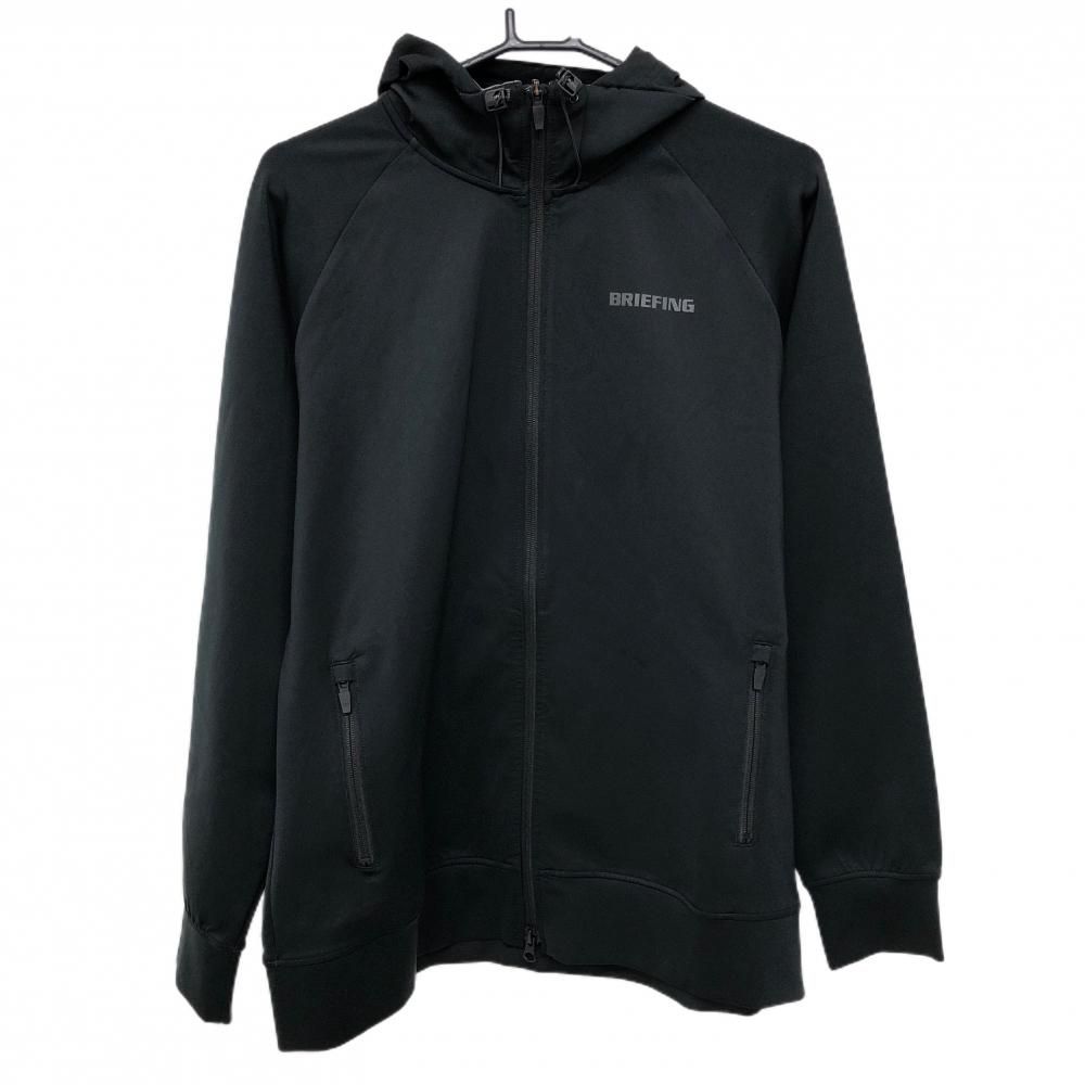 超 ブリーフィング ジップパーカー 黒 ストレッチ 後ろ裾ロゴ ジャケット メンズ LARGE ゴルフウェア BRIEFING