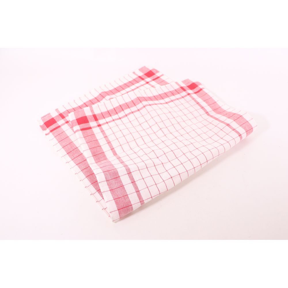 （まとめ買い）カンダ 半麻格子ダスター 赤 (1枚) 【×5】