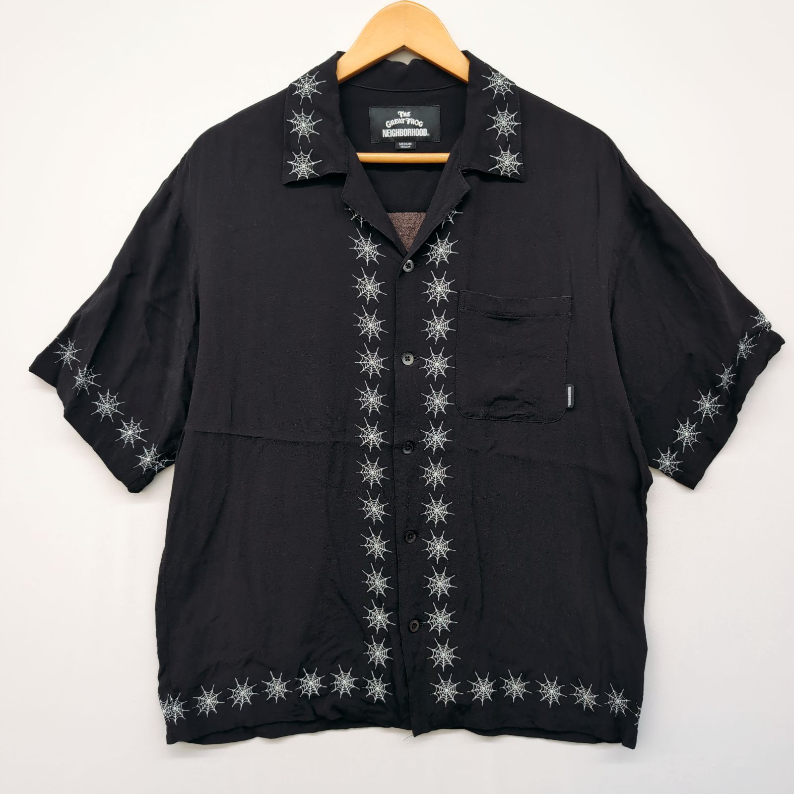 NEIGHBORHOOD×THE GREAT FROG|ﾈｲﾊﾞｰﾌｯﾄﾞ|ｽﾊﾟｲﾀﾞｰ|M|SPIDERWEB HAWAIIAN SHIRT|ｽﾊﾟｲﾀﾞｰｱﾛﾊｼｬﾂ|ﾌﾞﾗｯｸ|ﾚｰﾖﾝ
