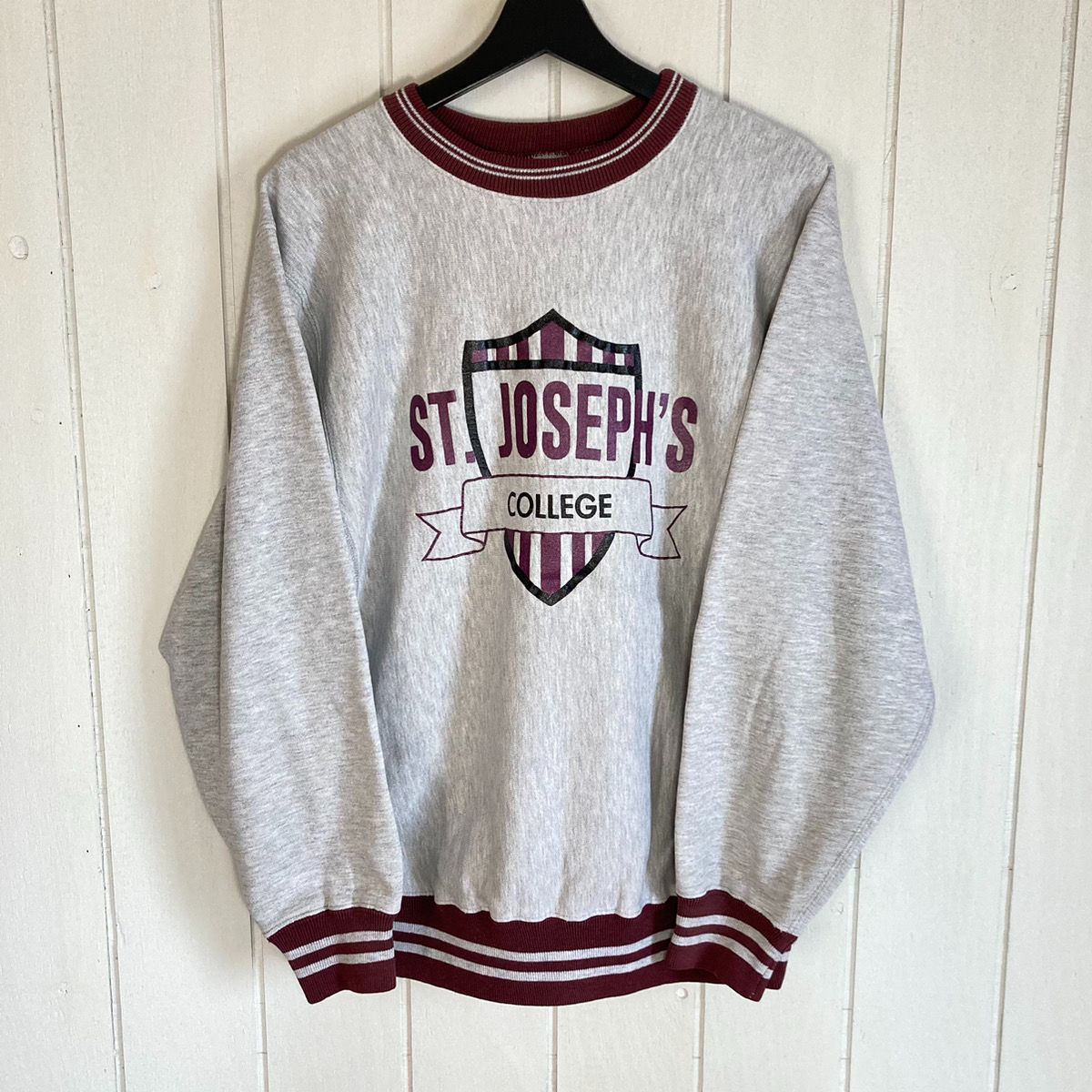 【最終値下げ】Champion チャンピオン 80年代 80sトリコタグ 後期 REVERSE WEAVE リバースウィーブ ST.JOSEPH'S  COLLEGE カレッジ プリント リブボーダー スウェット グレー