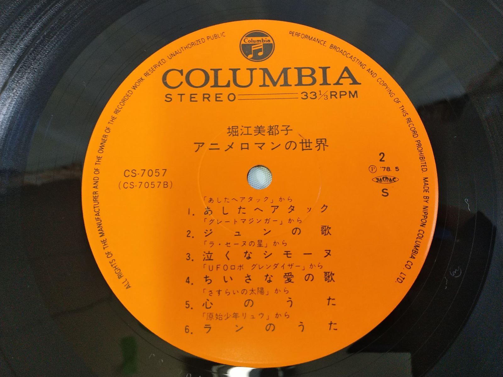 LPレコード251】堀江 美都子 アニメロマンの世界／Columbia／CS-7057