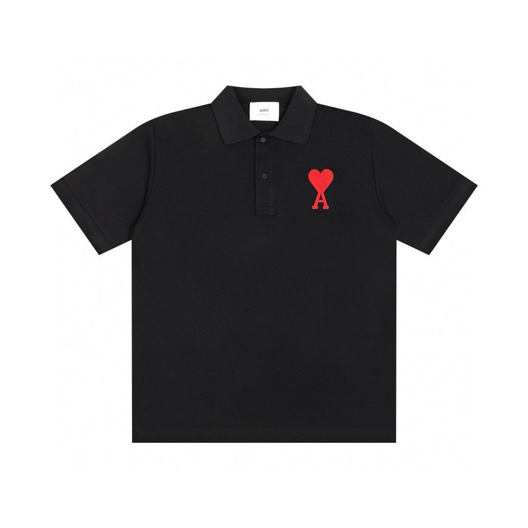 ami ネイビー ポロシャツ 半袖 AMI PARIS クリーム色 ニットポロシャツ