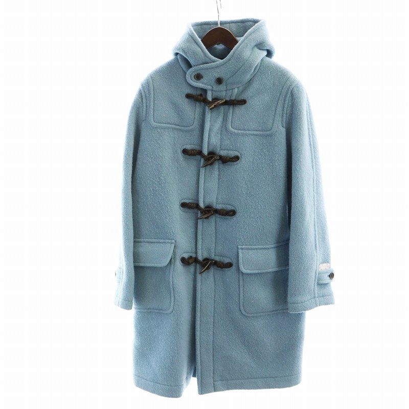 マサキマツシマ MASAKI MATSUSHIMA Masaki couturier Avenue montaigne Paris ダッフルコート ロング トグルボタン フード ウール 48 水色 青 ブルー ■GY12 /MQ