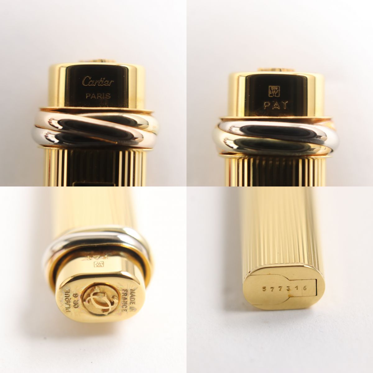 極美品■仏製 Cartier カルティエ ヴィンテージ トリニティ F軸 キャップ式 ボールペン ゴールド ストライプ ケース付き 極美品□仏製 Cartier カルティエ ヴィンテージ トリニティ F軸