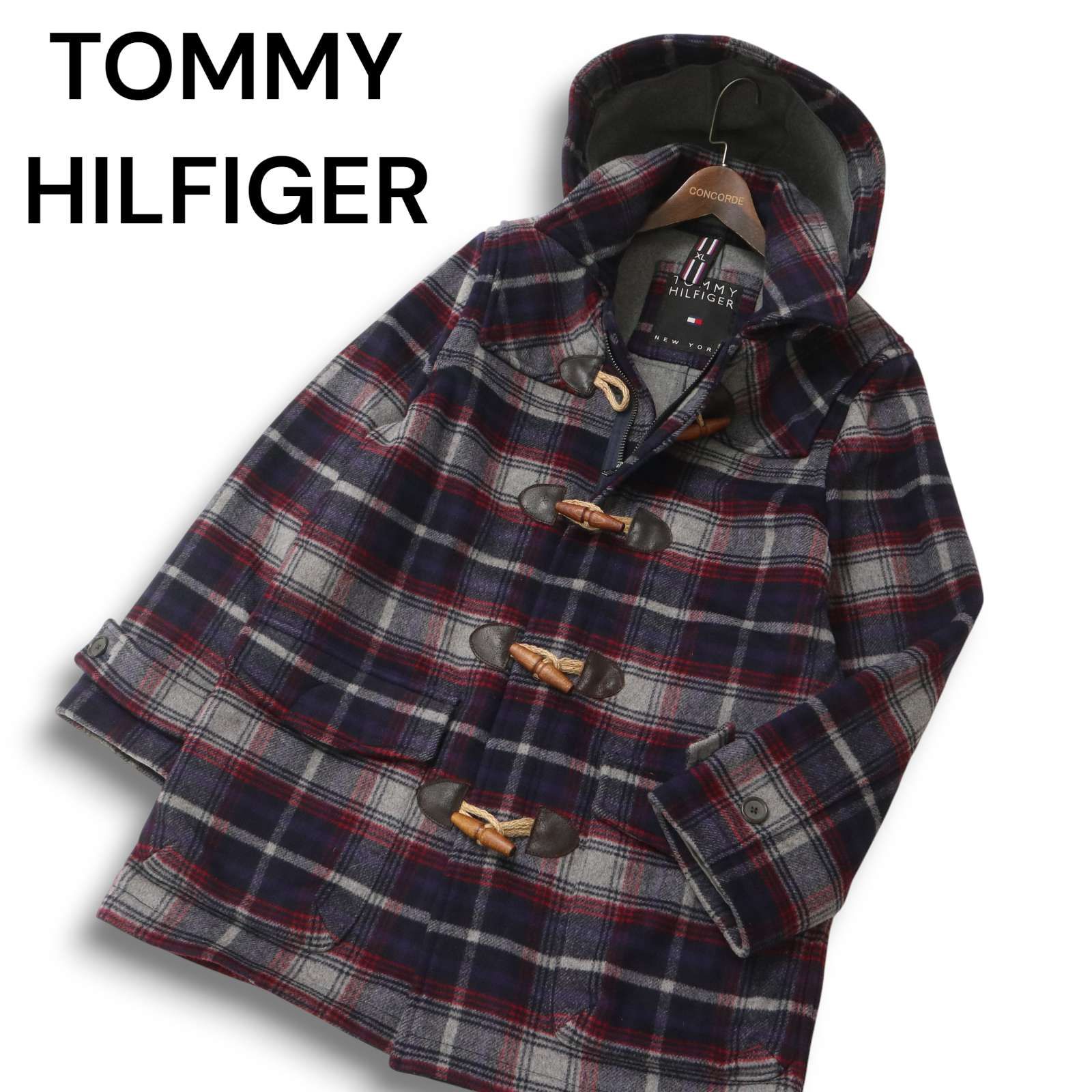 希少サイズ ✨トミーヒルフィガー　ダッフルコート　チェック柄　ウール　2XL TOMMY HILFIGER トミーヒルフィガー 秋冬 ウール☆ チェック ダッフル