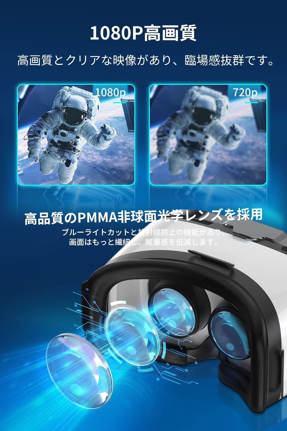 2024新登場 VRゴーグル】 VRヘッドセット VRグラス VRゴーグル スマホ