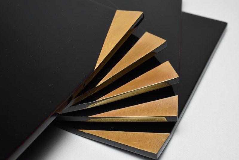 蔵A3982 輪島塗 塩安製 波蒔絵 卓上膳 点心盆 五客 共箱