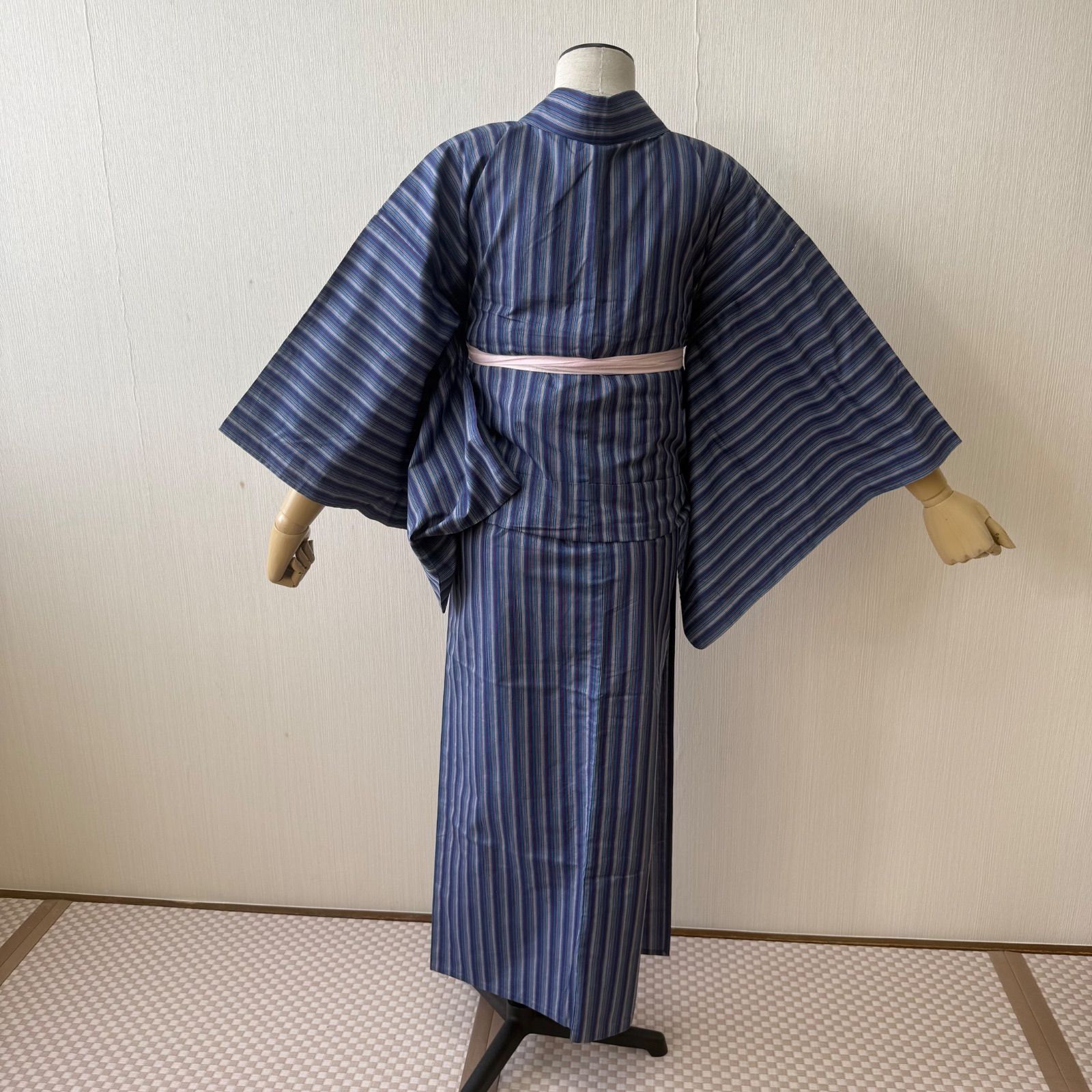 単衣紬 正絹 単衣 紬 格子織 撫子色 やまと謹製 正絹 単衣