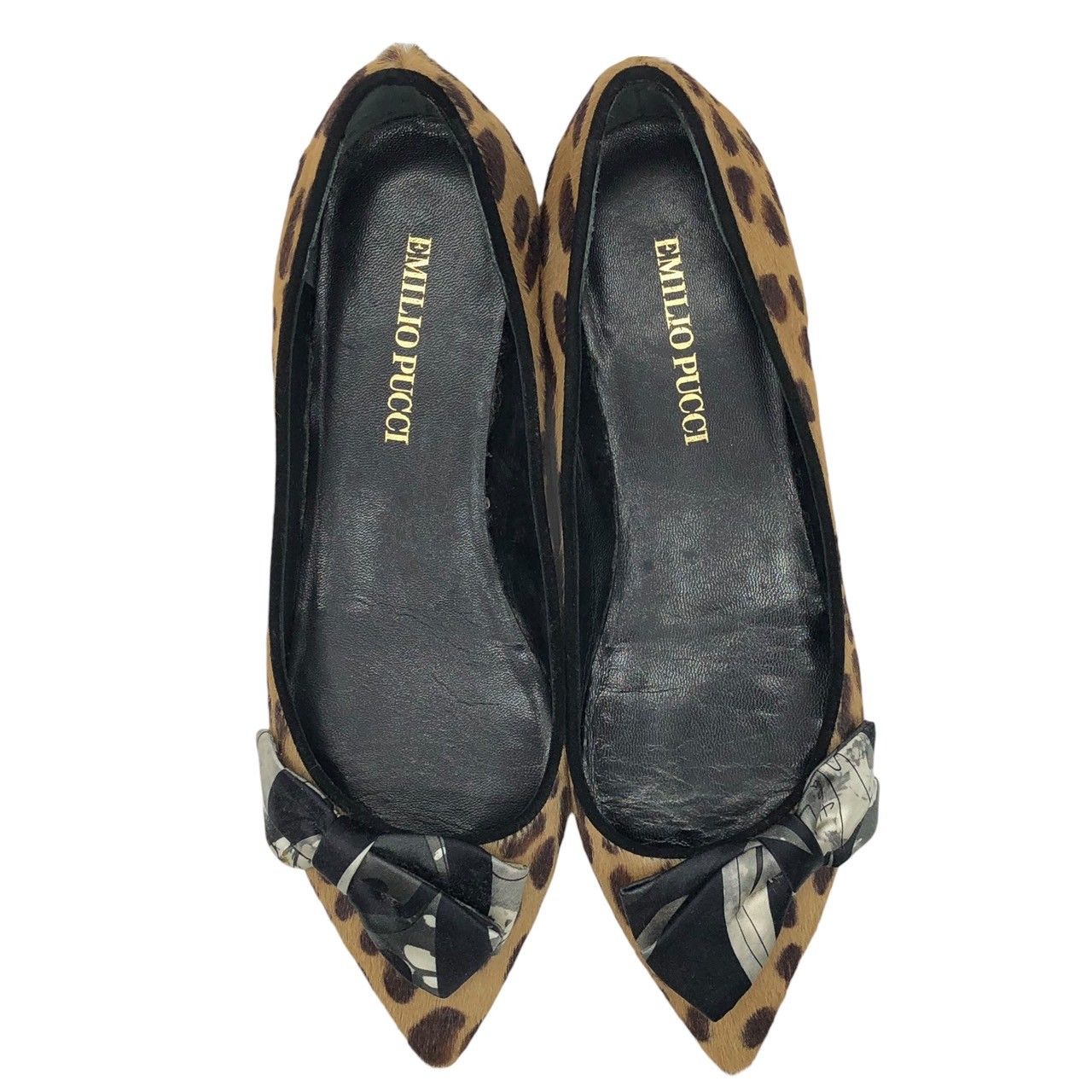 EMILIO PUCCI(エミリオプッチ) レオパードパンプスリボンフラット 