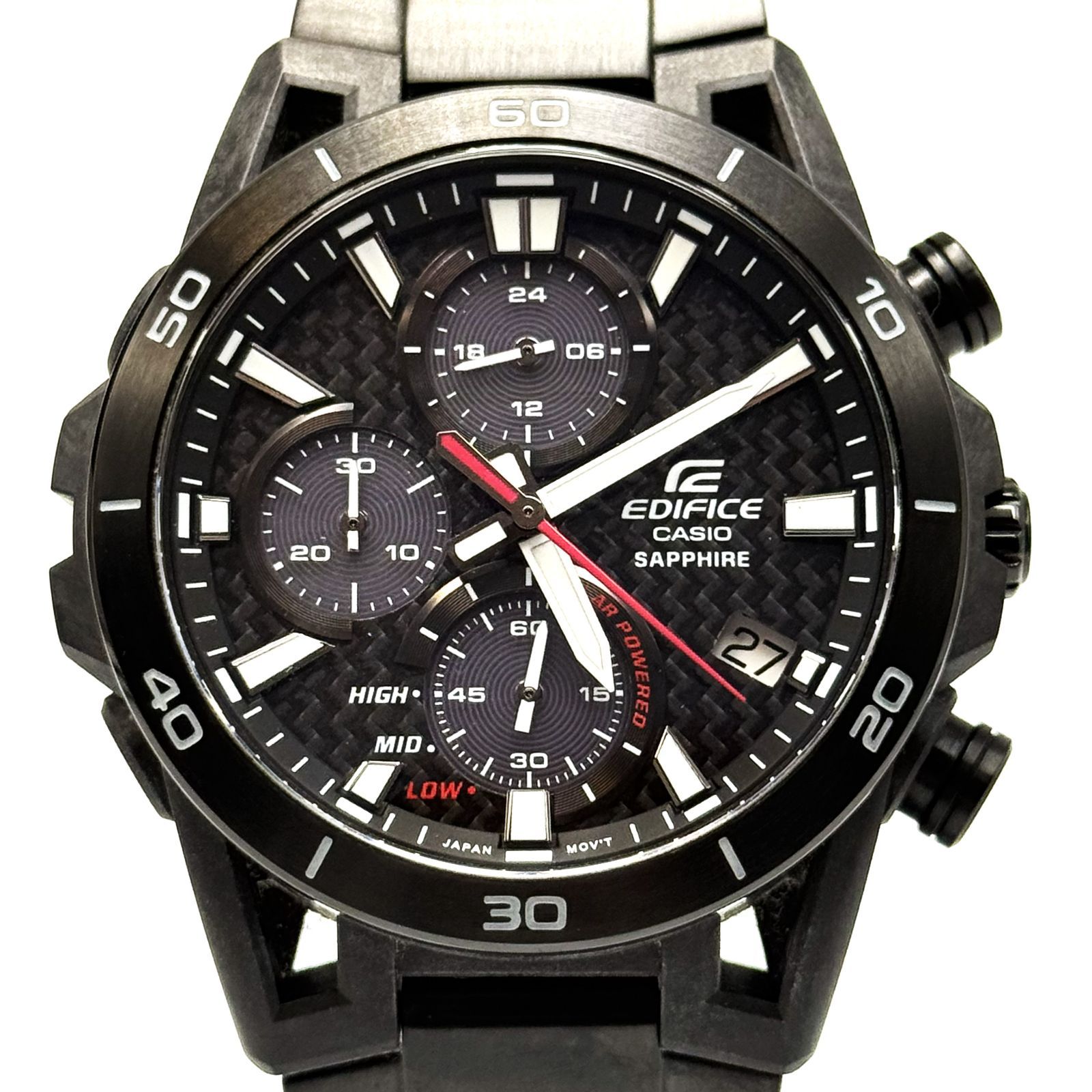 稼働品 CASIO EDIFICE カシオ エディフィス ラウンド クロノグラフ ソーラー メンズ 腕時計 EFS-S640Y メタルバンド デイト