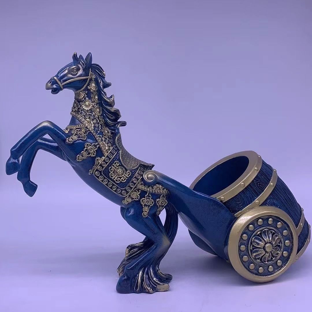 ワインラック 置物 動物 カラー おしゃれ ブルー 青 馬 ホース 樽 オブジェ ワインラック ワインボトルホルダー 置物 オブジェ 動物