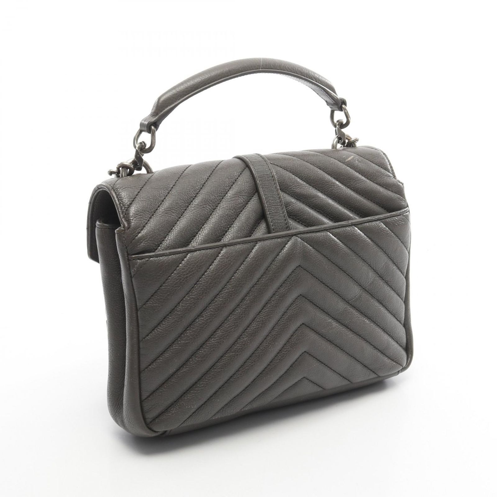 美品✨SAINT LAURENT PARIS レザー ハンドバッグ グレー サンローランパリ SAINT LAURENT PARIS ハンドバッグ カレッジ