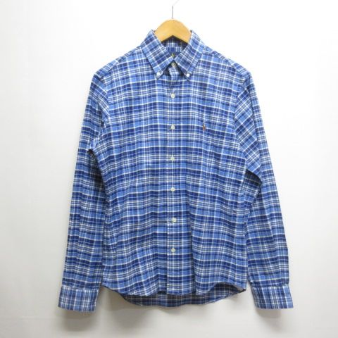 ラルフローレン 長袖シャツ ボタンダウン チェック ポニーロゴ コットン ブルー ラルフローレン 長袖シャツ ボタンダウン チェック ポニーロゴ