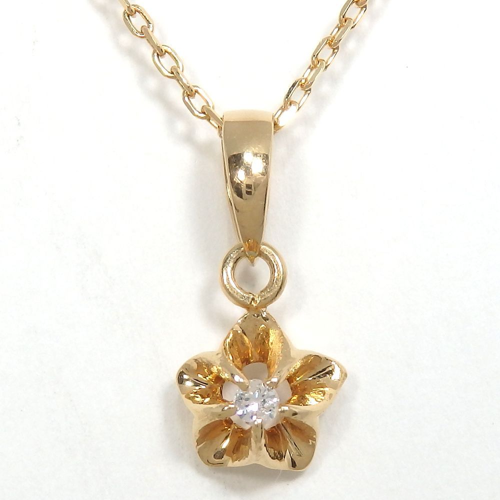 K18 ゴールド ダイヤモンド ペンダント付ネックレス 中古 美品