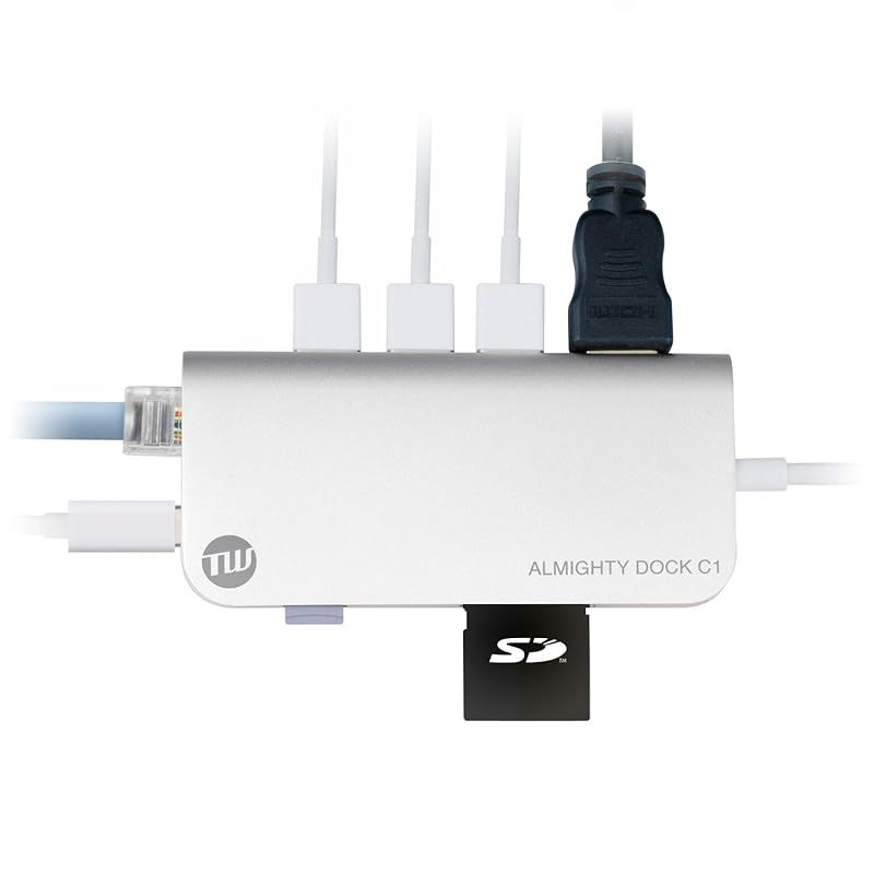TUNEWEAR ALMIGHTY DOCK C1 マルチUSB-Cハブ Ethernet HDMI 4K PD対応 シルバー TUN-OT-000027 0