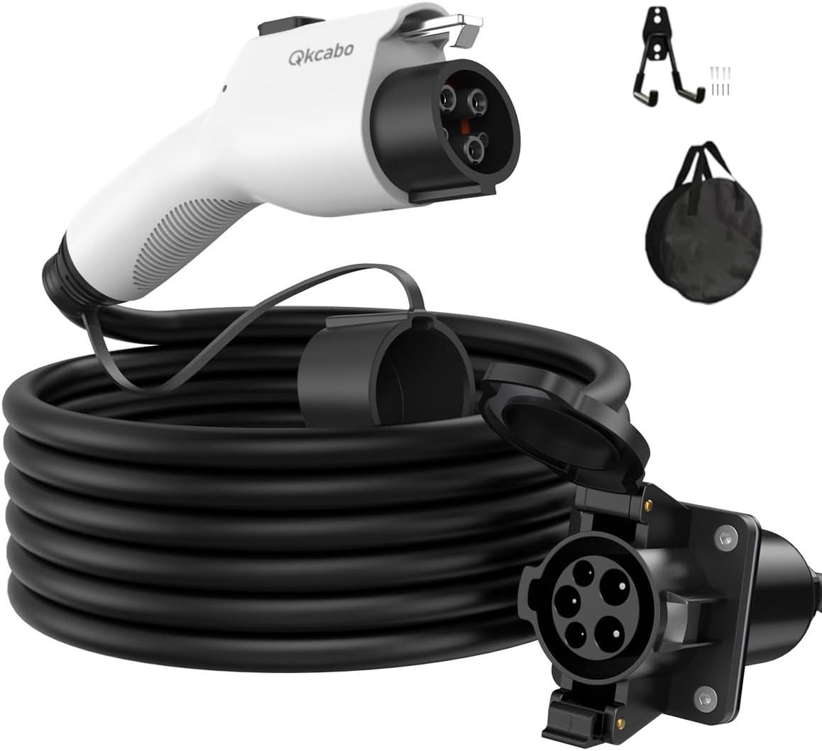 Qkcabo 32A 電気自動車充電器延長ケーブル、100-250V 32A 6M EV充電 