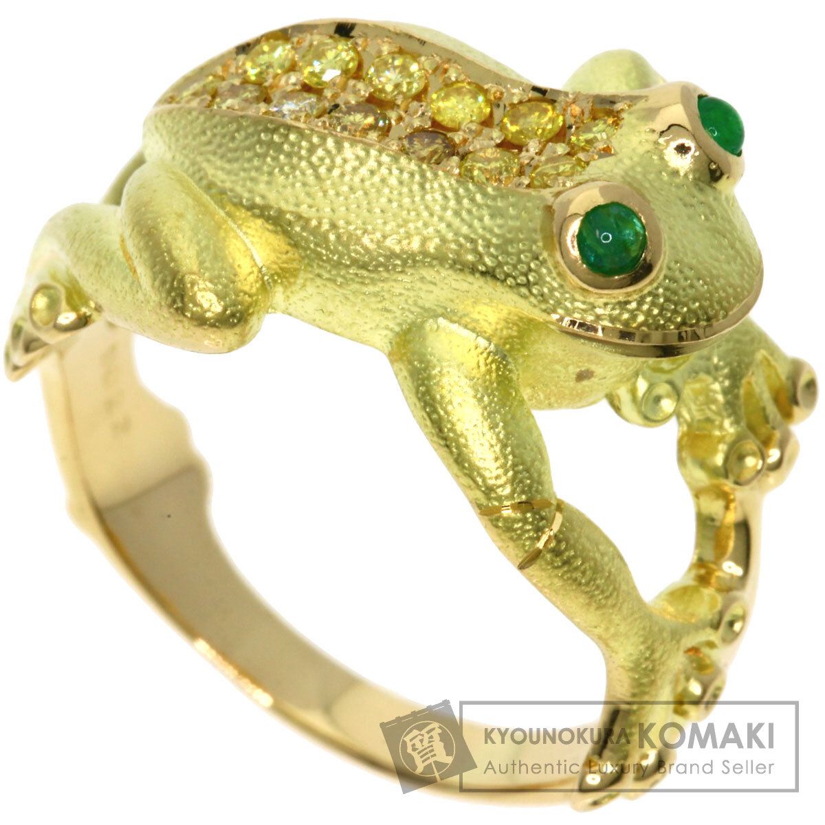 SELECT JEWELRY セレクトジュエリー カエル エメラルド ダイヤモンド リング 指輪 K18YG レディース
