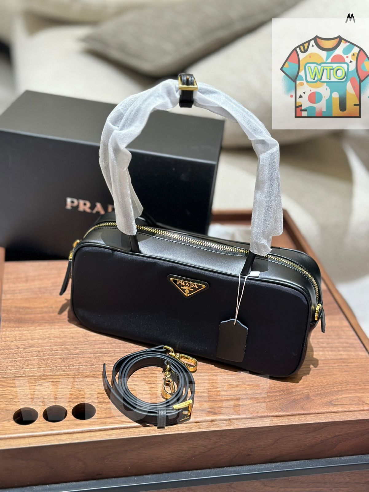 PRADA プラダ ナイロン ハンドバッグ ブラック 白タグ有 極美品】 プラダ ナイロン トートバッグ ハンドバッグ ブラック