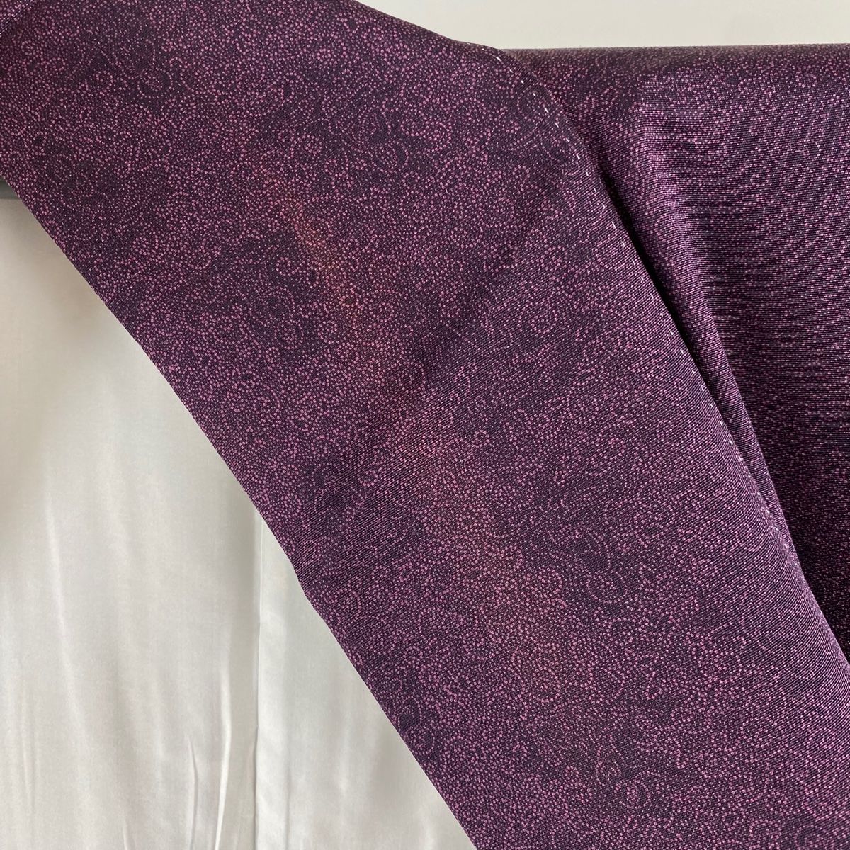 小紋 アンティーク 夏用 銘仙 市松 絣 雲 鶴 着物 044a p 単衣着物