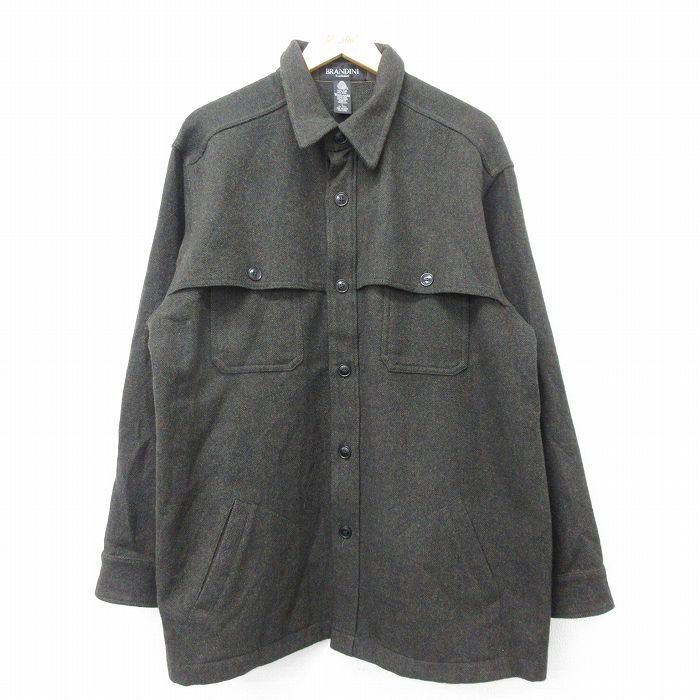 XL/古着 長袖 ウール ジャケット メンズ 00s 大きいサイズ ロング丈 黒他 ブラック 23oct19 中古 アウター