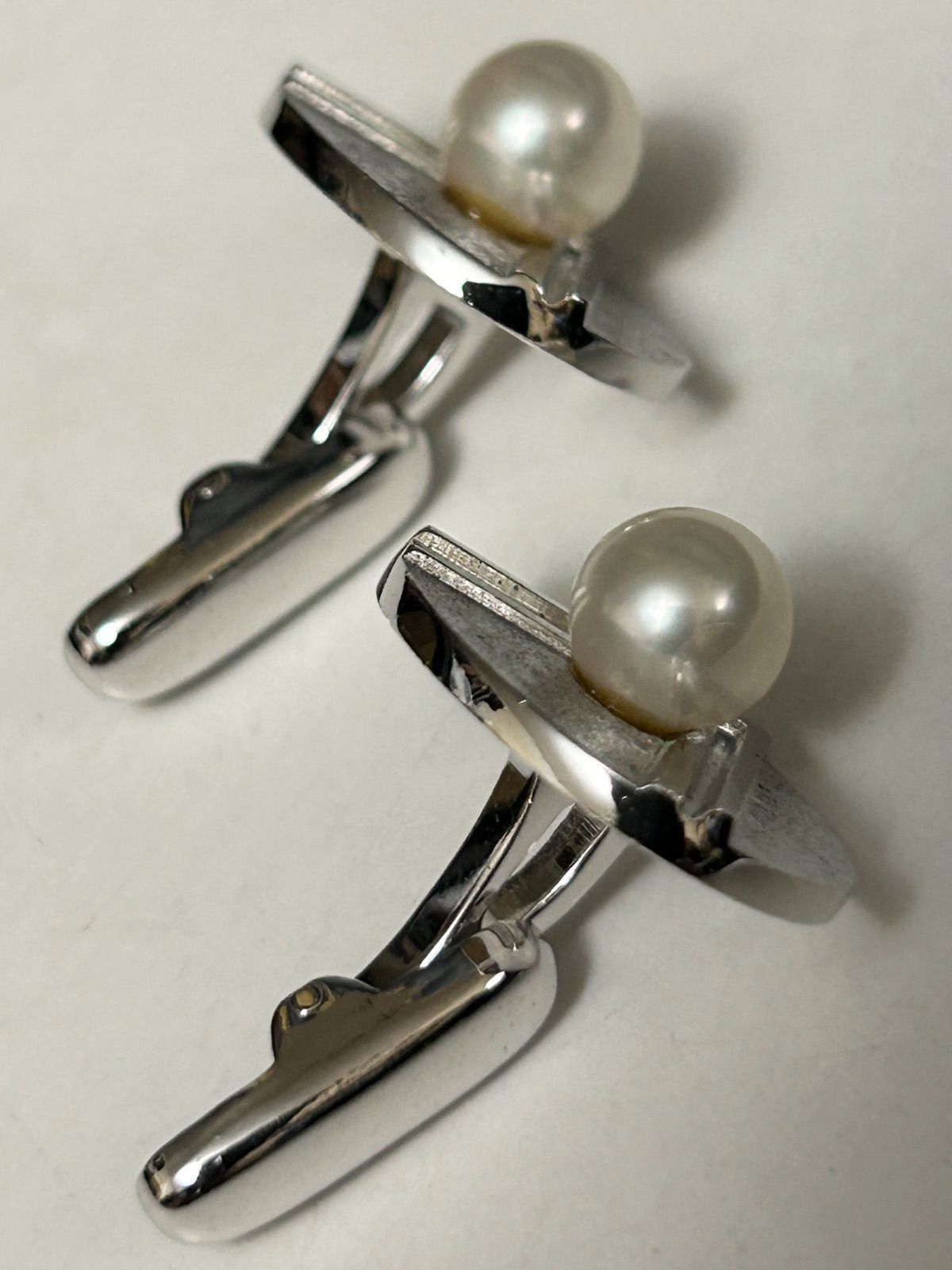90年代SILVER刻印ボディーPEARLトップCUFF LINKS