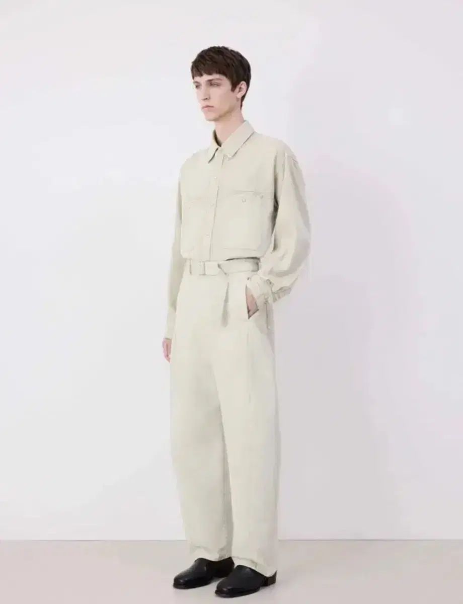 LEMAIRE ルメール L ベルト付き ねじれた パンツ クレイホワイト