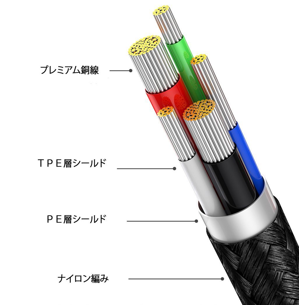 6本セット】BASEUS USB-Lightning充電ケーブル 長さ50cm【亜鉛合金