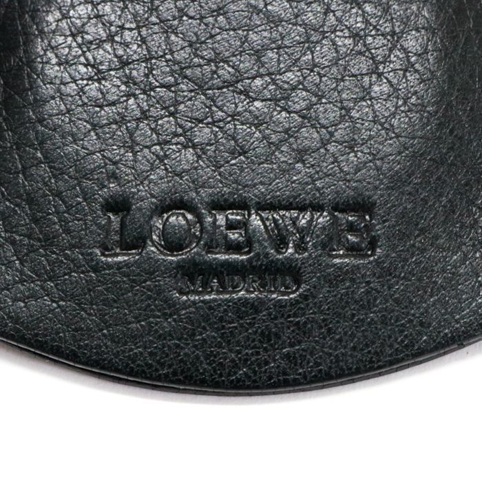 ロエベ LOEWE ヘリテージ マドリード メッセンジャーバッグ レザー ロゴ 341004 ショルダーバッグ クロスボディ 斜め掛け ポシェット  メンズ レディース ブラック 中古 mao19003