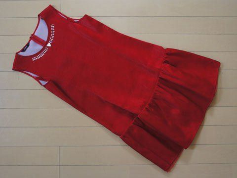 【正規品，セール】 ★5 新品 未使用 ゲス guess アウトレット 子供服 女の子 14歳 約 150cm 半袖 フォーマル ドレス ワンピース 赤 発表会 ガールズ 女児 キッズ 【中古】 ユーズド リサイクル 古着 ワンピース