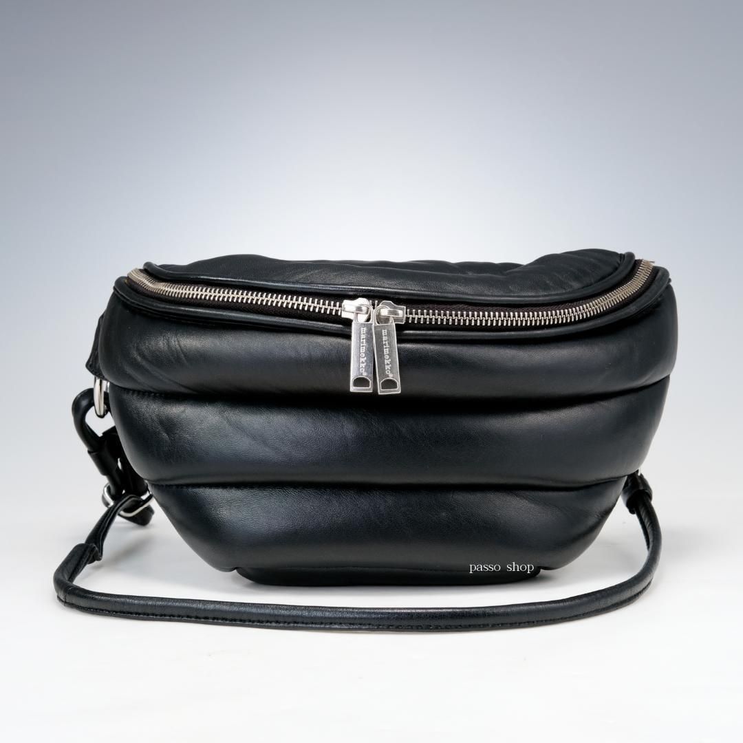 マリメッコ ショルダーバッグ ボディバッグ レザー ブラック 黒