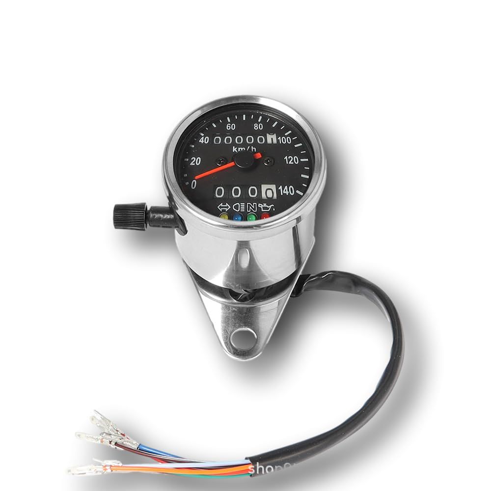 新品・未開封　トリップメーター バイク用 機械式 LED ミニ スピードメーター 140km/h 60mm
