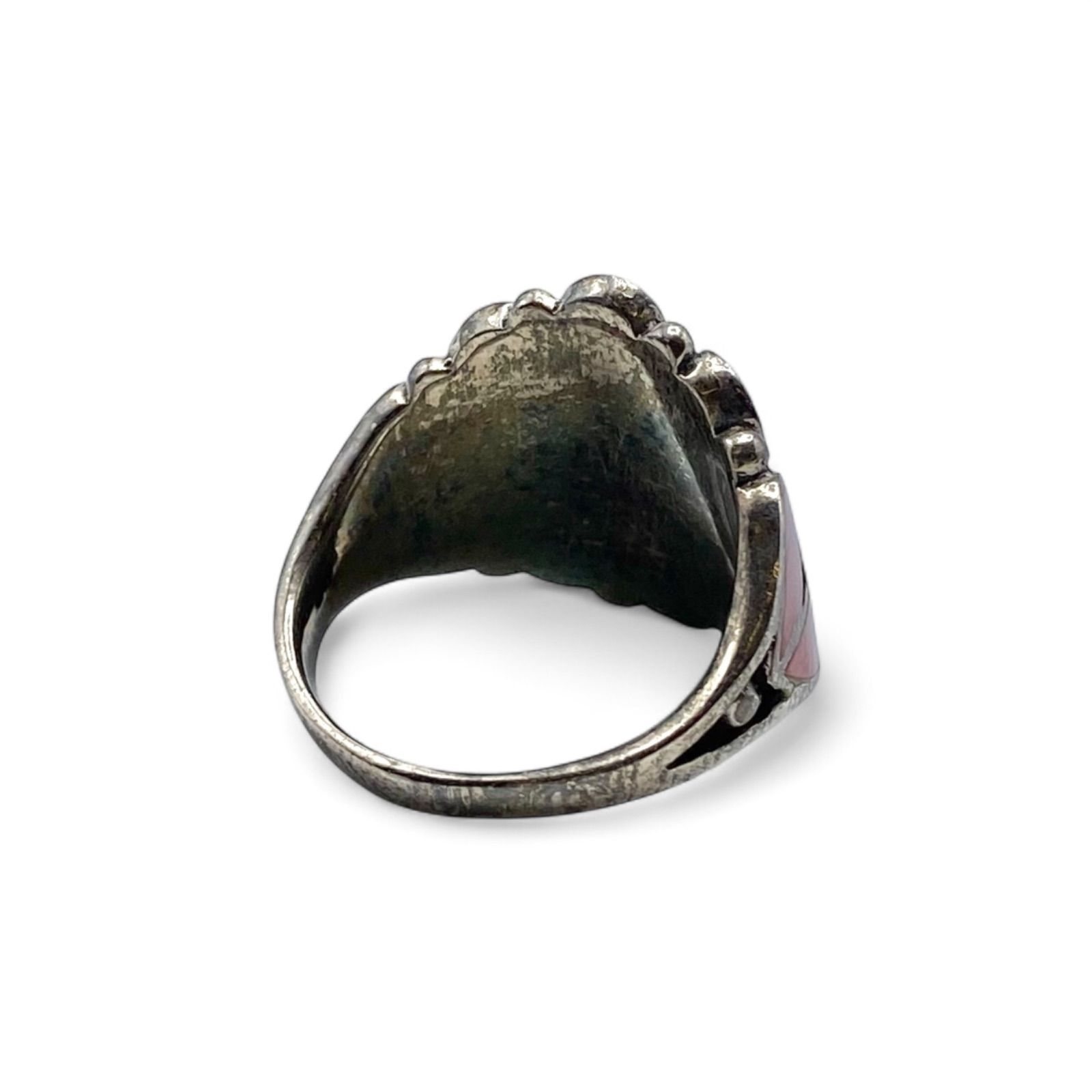 鮮やかな桜色】ピンクシェル Silver 925 刻印 80s Vintage Ring 