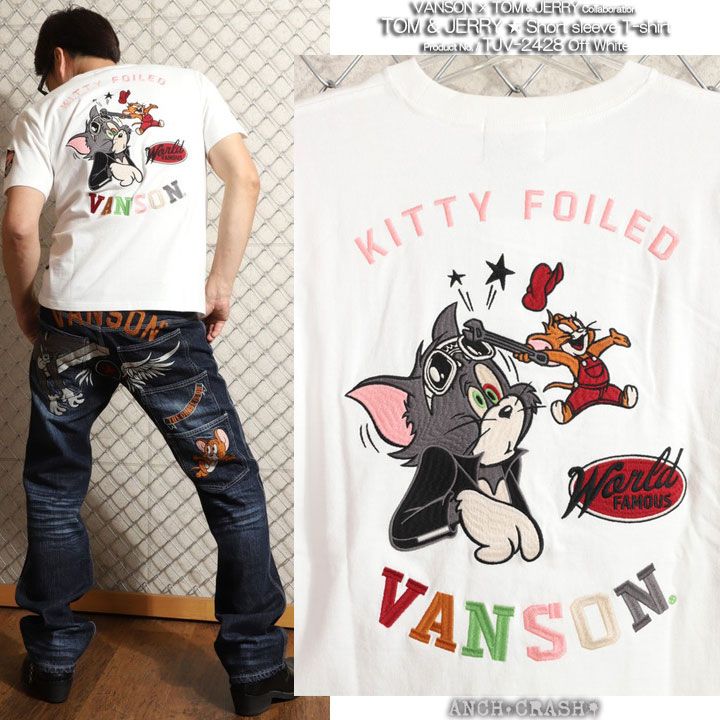 VANSON トムとジェリー コラボ 半袖Tシャツ TJV-2428 オフ
