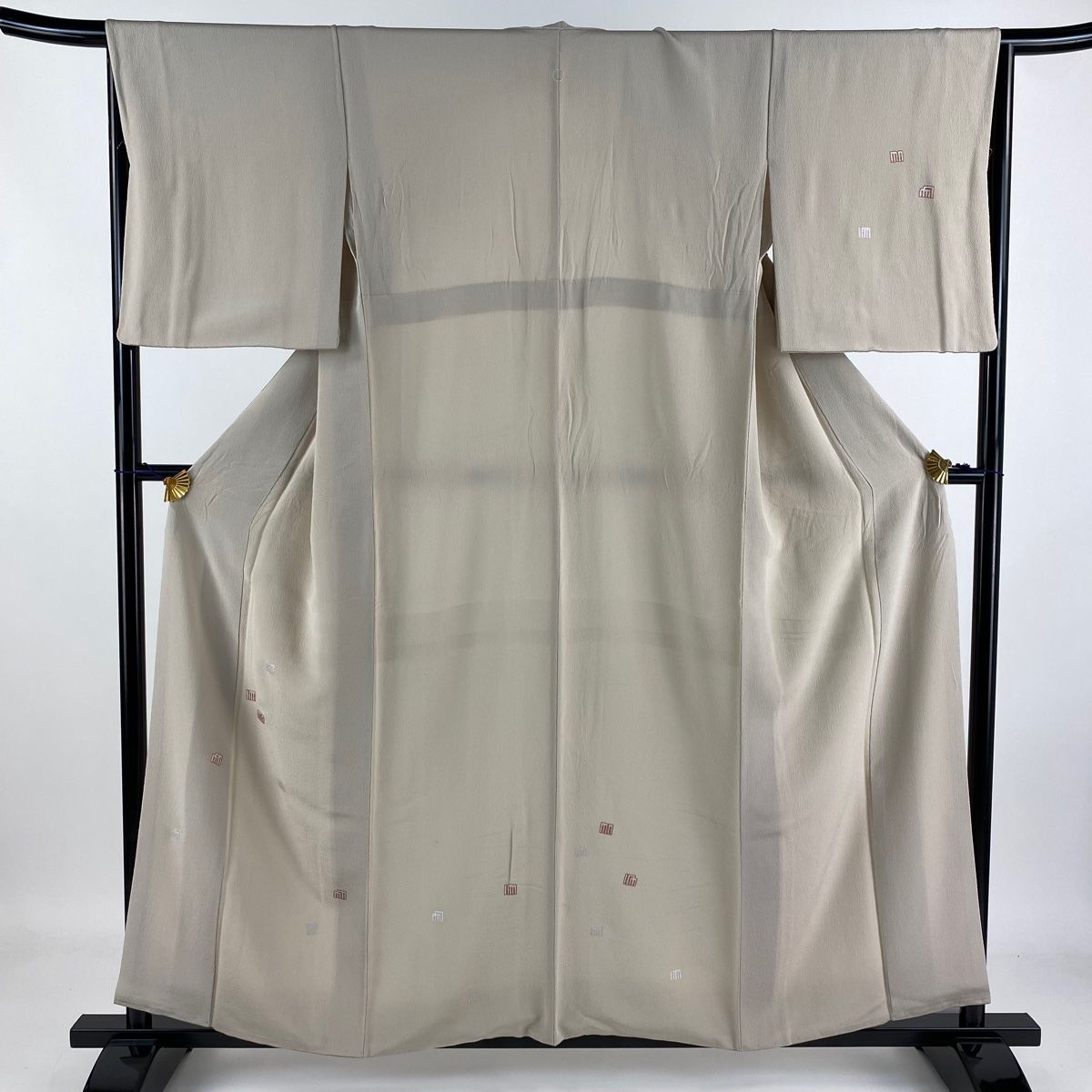 付下げ 身丈154.5cm 裄丈66cm M 袷 源氏香 銀彩 ベージュ 正絹