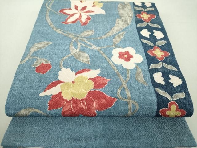 平和屋着物○全通柄九寸開き名古屋帯 更紗花唐草文