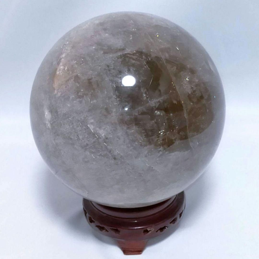 6400g 天然石 虹 直径17cm 台座 虹が舞う天然石スフィア 台座付き 癒し