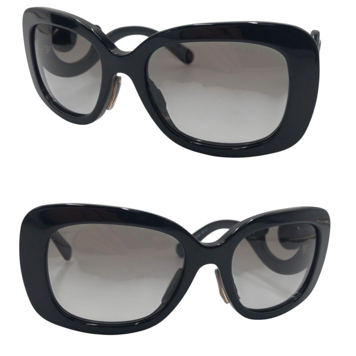 美品 PRADA プラダ ミニマル バロック ブラック 黒 プラスチック